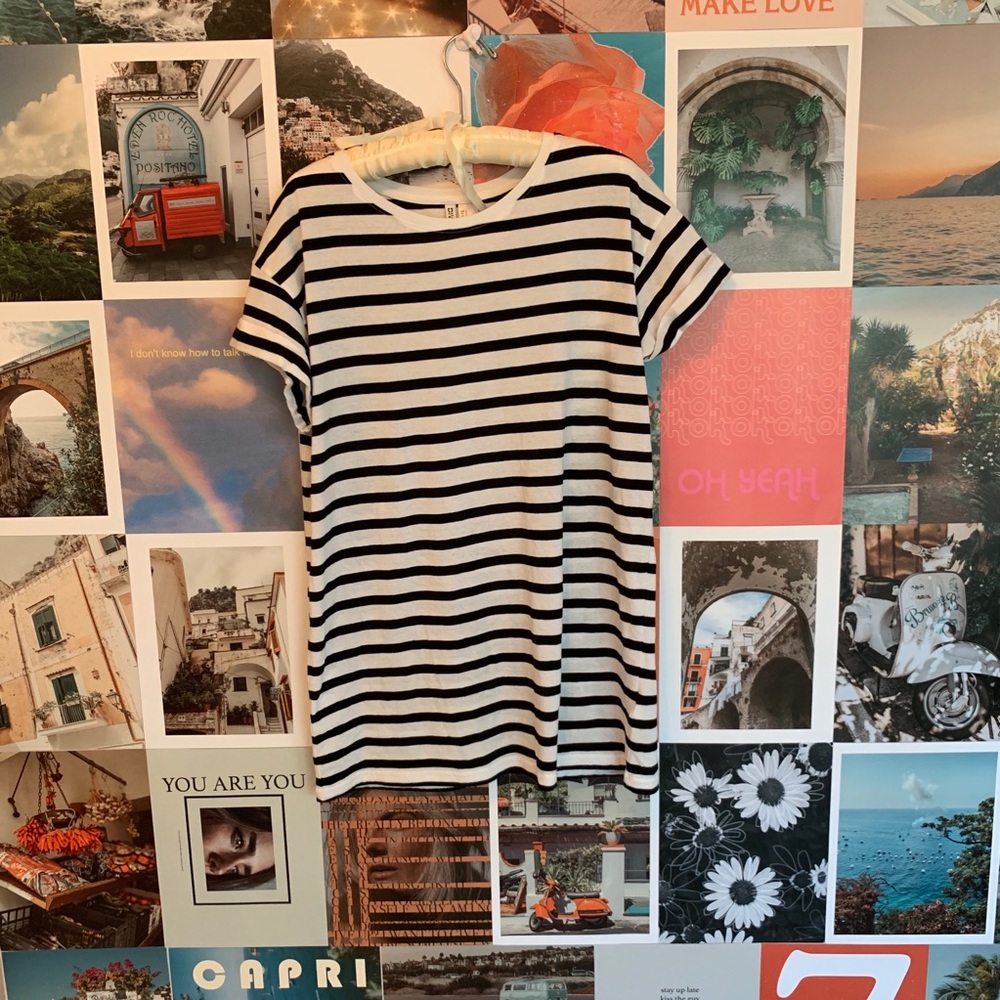 Black and white striped t-shirt dress